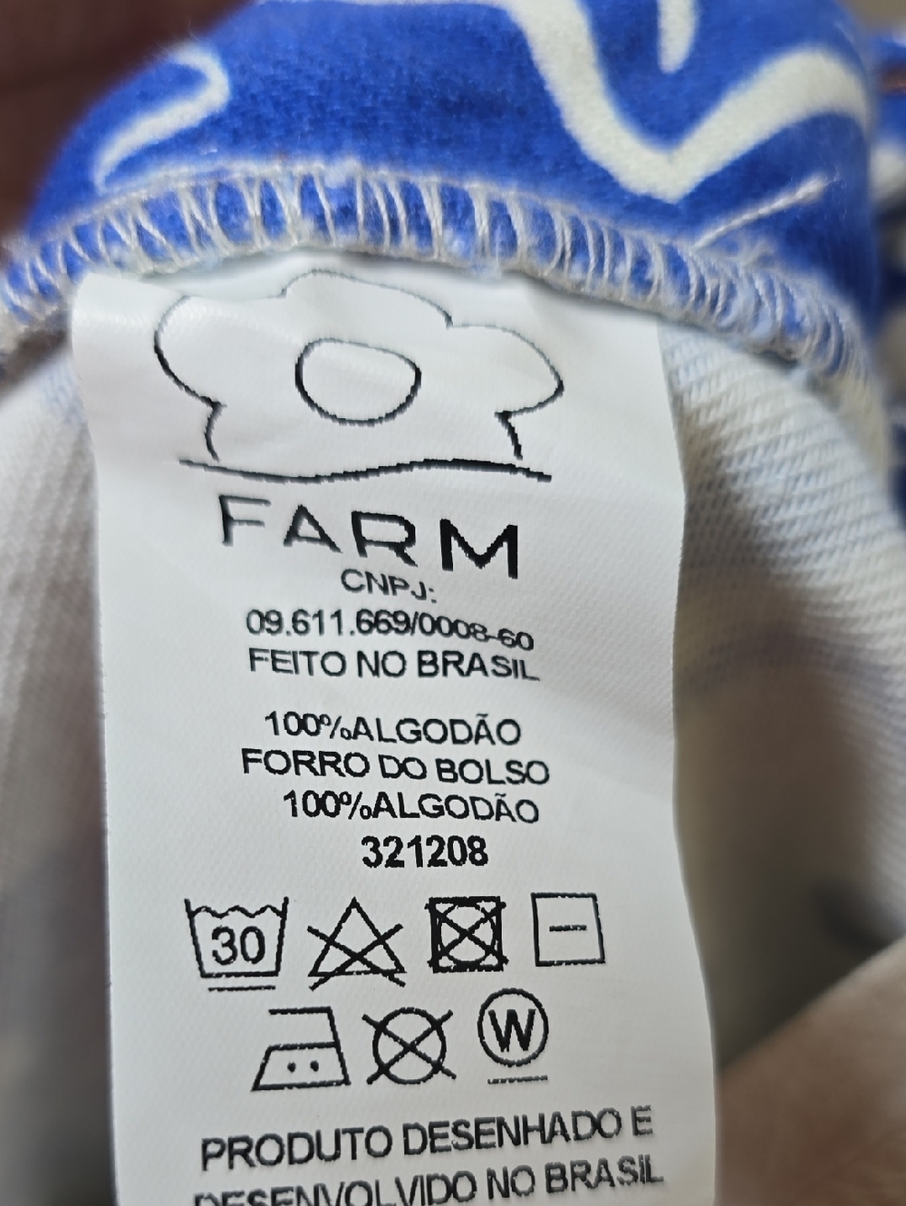 Farm Rio Denim  Blue & White Tropical Two-Piece Crop Top and Shorts Set Size S - Picture 12 of 14